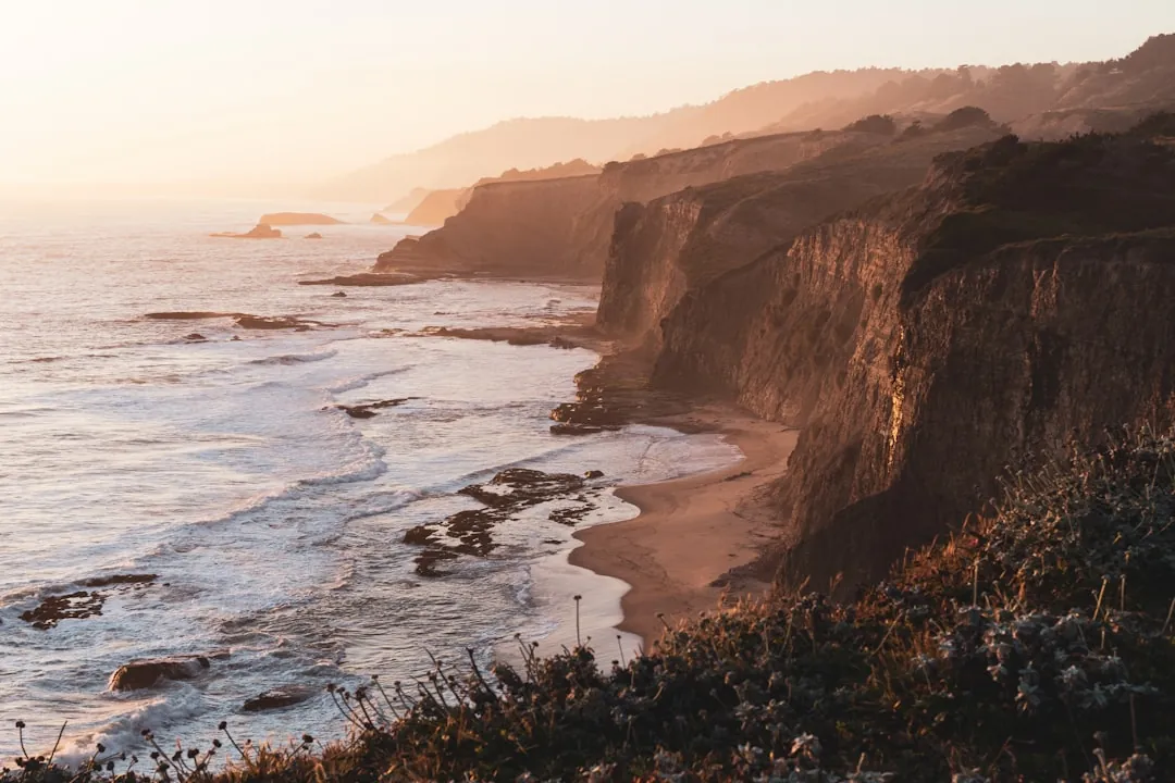 Dramatic California landscape showing coast, mountains, and desert