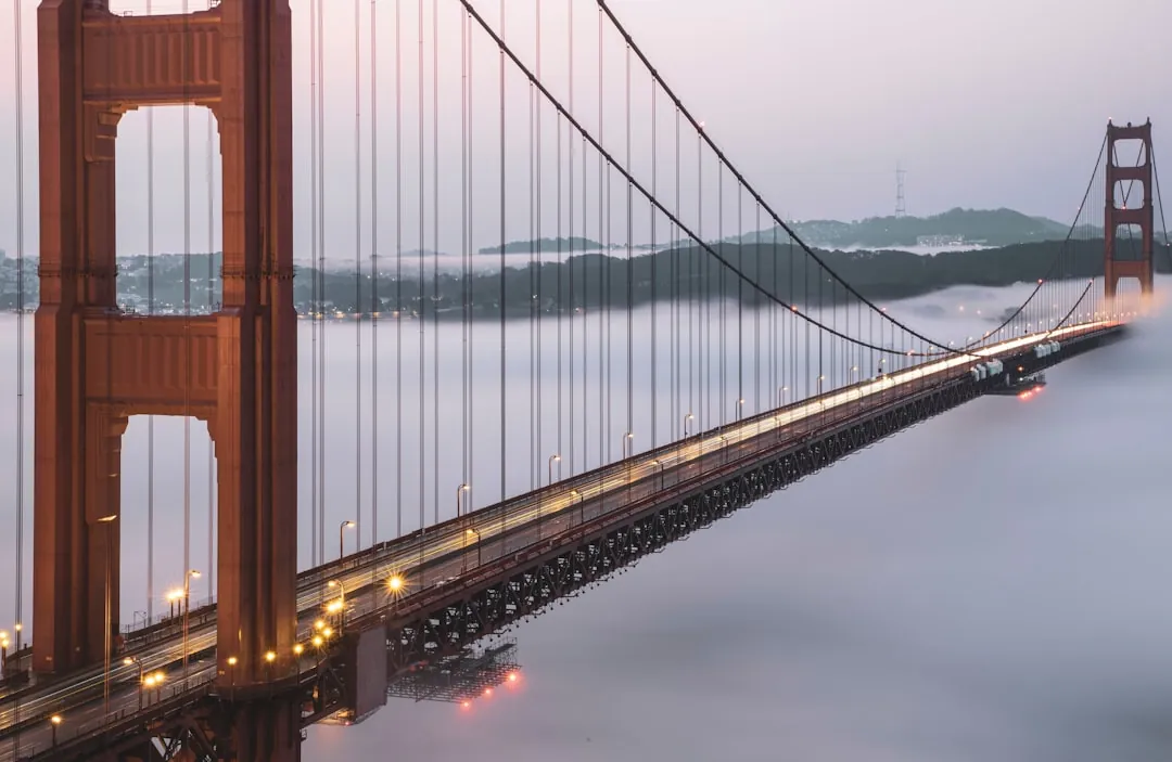 Golden Gate Bridge wreathed in fog
