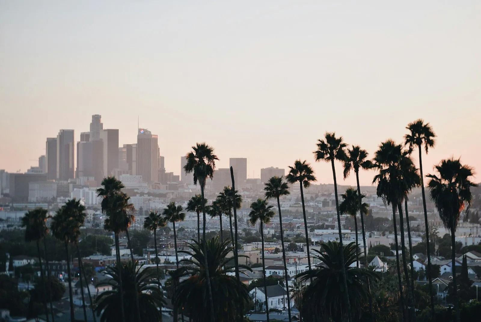 Los Angeles skyline and Hollywood Sign